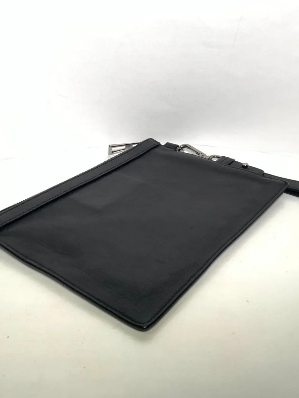 Jimmy Choo Black Leather Star Studded Clutch/Wristlet w/ Silver Accents